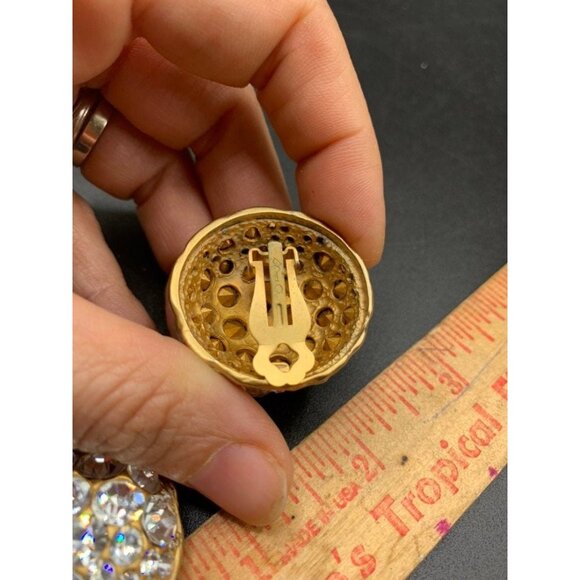 Bill Blass Rhinestones Statement Earrings Rhinestones Pave Clear Crystals - Picture 6 of 6